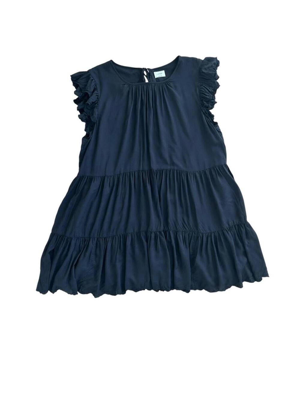 Wilfred Black Ruffle Sleeve Tiered Babydoll Dress